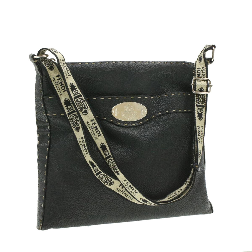 FENDI Shoulder Bag Leather Black Auth rd1013 - Picture 1 of 16